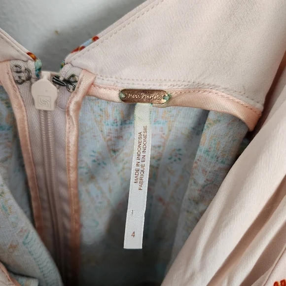 Free People Boho Wide Leg Jumpsuit 4 Retro Cottage Farmhouse Vacation Summer - Picture 4 of 8